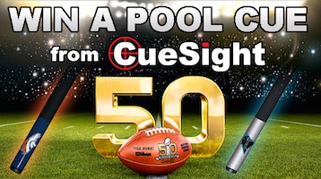 Win a Broncos or Panthers Pool Cue!