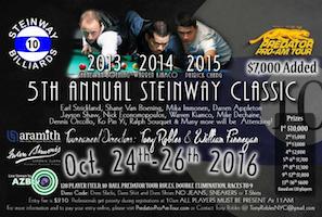 Annual Steinway Classic (Predator Pro/Am Tour) Starts Monday